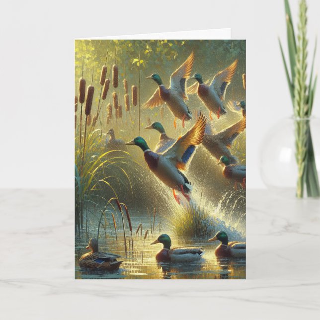 Carte Canards Mallard Et Cattails Anniversaire (Devant)
