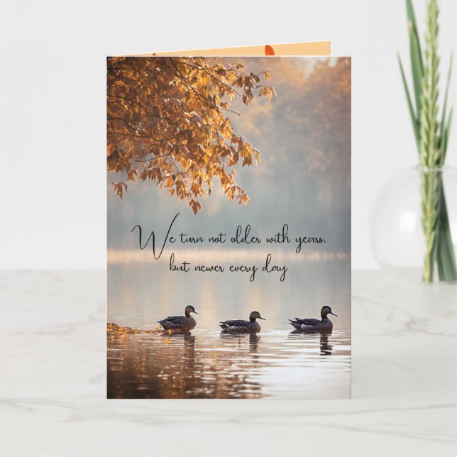 Carte Canards Sur Le Lac D'Automne Pour Anniversaire (Devant)