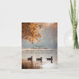 Carte Canards Sur Le Lac D'Automne Sympathy Merci