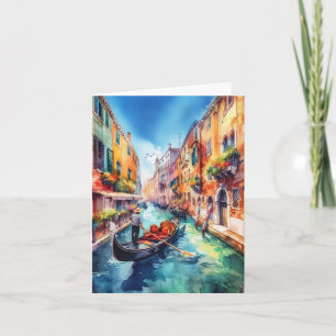 Carte Canaux de Venise Italie Aquarelle