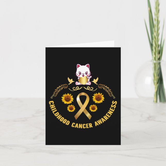 Carte cancer de l'enfance conscience belle chatte or can (Devant)