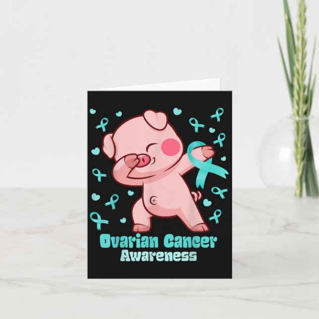 Carte Cancer de l'ovaire Dabbing Pig Warrior (Devant)