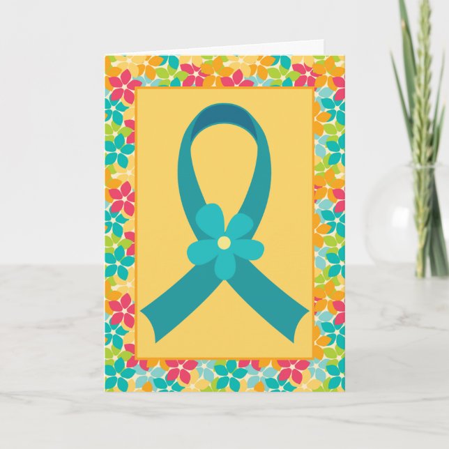 Carte Cancer de l'ovaire ou PCOS Sensibilisation Turquoi (Devant)