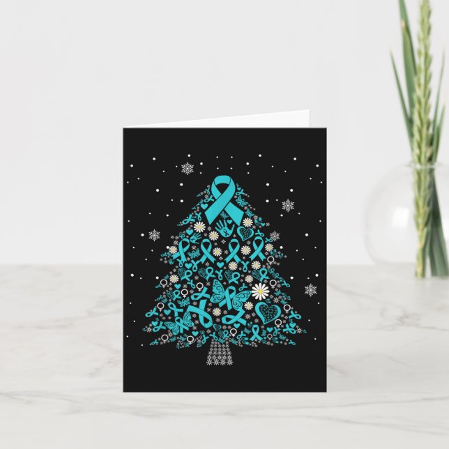 Carte Cancer de l'ovaire Sensibilisation Arbre de Noël T (Devant)
