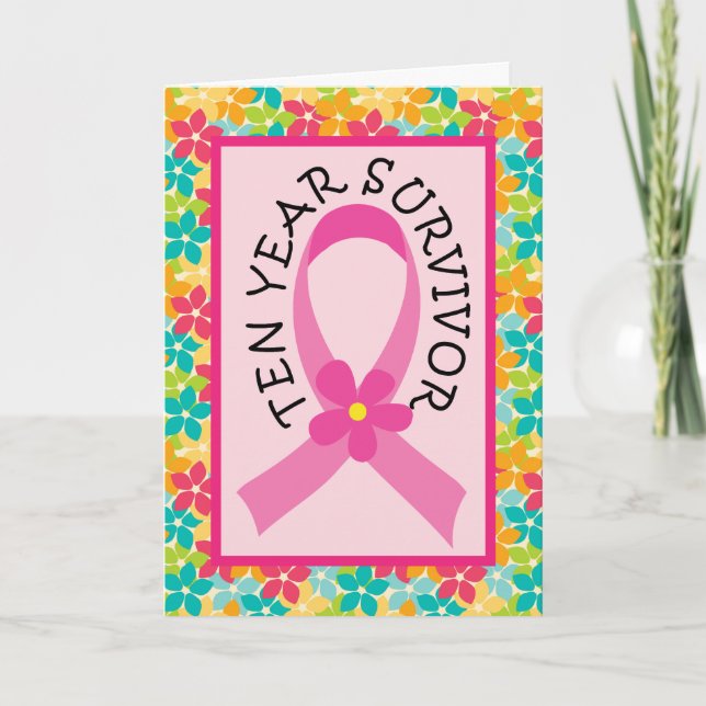 Carte Cancer du sein 10 ans Survivant Pink Ribbon (Devant)