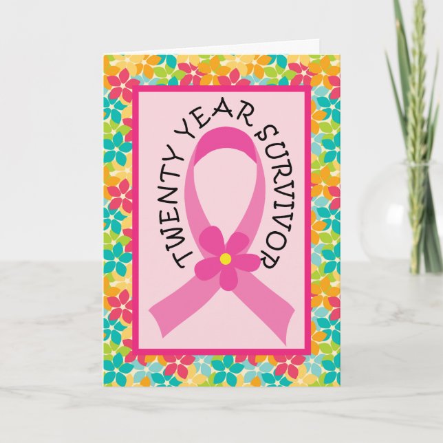 Carte Cancer du sein 20 ans Survivant Pink Ribbon (Devant)
