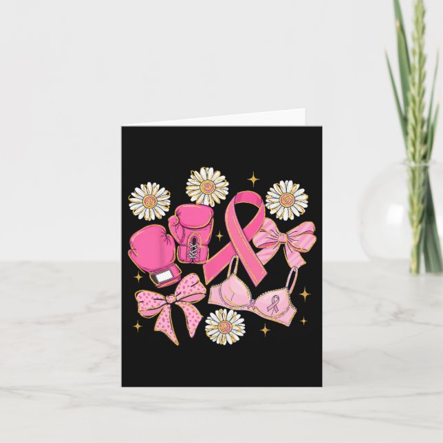 Carte Cancer du sein de la fille Coquette florale Bow ro (Devant)