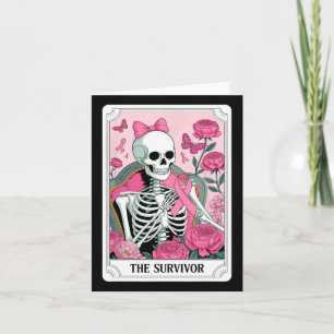 Carte Cancer du sein Survivant Squelette Tarot floral