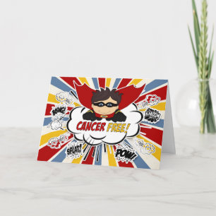 Carte Cancer Free Félicitations Garçons Red Superhero