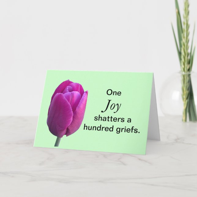 Carte Cancer Patient Joy Tulip Flower avec proverbe chin (Devant)