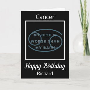 Carte Cancer Zodiac Fun Citation en noir et blanc Annive