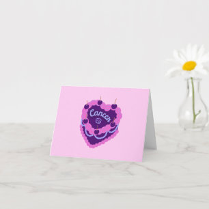 Carte Cancer Zodiac Pastel Coeur Gâteau d'anniversaire