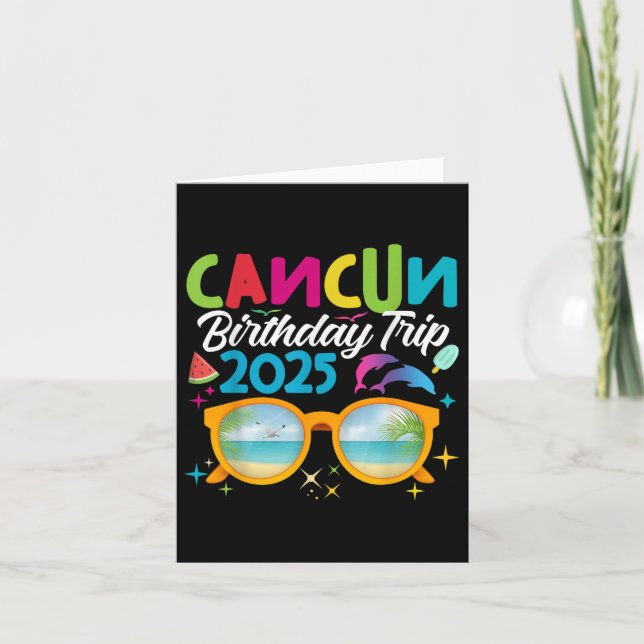 Carte Cancun Anniversaire Voyage 2025 Summer Beach Vacat (Devant)
