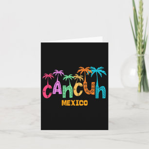 Carte Cancun Mexique drôle Palmier Typographie Colorée