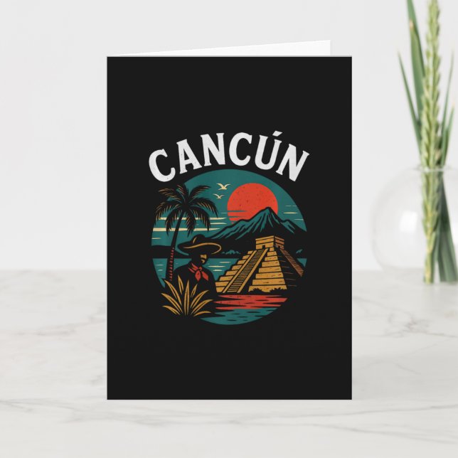 Carte Cancún Mexique Vacances Rétro Coucher de soleil Py (Devant)