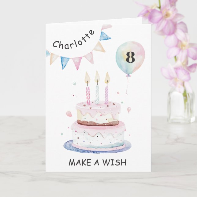 Carte Candles and Cake Make a Wish Rainbow Birthday (Orchidée)