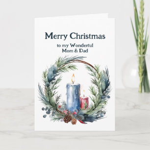 Carte Candre de Noël Wreath Maman & Papa