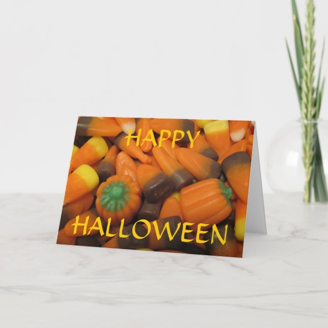 Carte Candy Corn d'automne "HAPPY HALLOWEEN" (Devant)