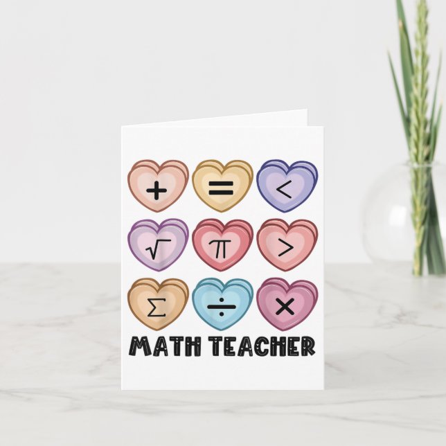 Carte Candy Math Valentines Coeurs de jour Enseignant Ma (Devant)