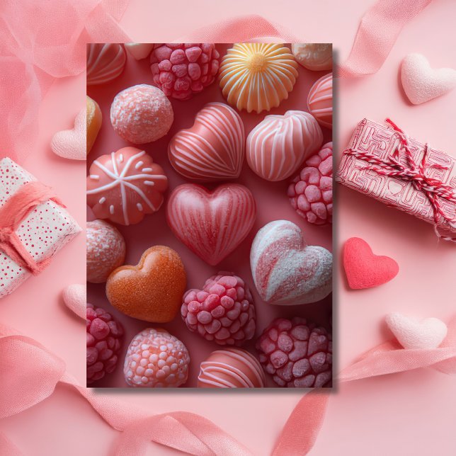 Carte Candys en forme de coeur rose Valentine's Greeting (Créateur téléchargé)