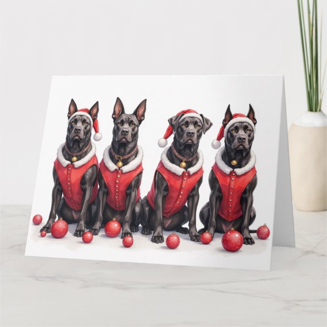 Carte Cane Corso Christmas Dress Santa Hat (Devant)