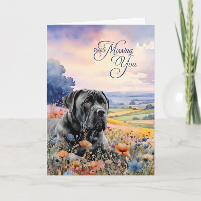 Carte Cane Corso Dog Wildflowers Scenic Vista Miss You (Devant)