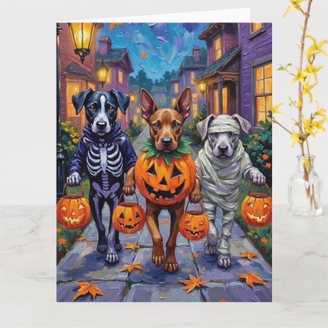 Carte Cane Corso faisant Trick-or-Treat dans des costume (Fleur jaune)