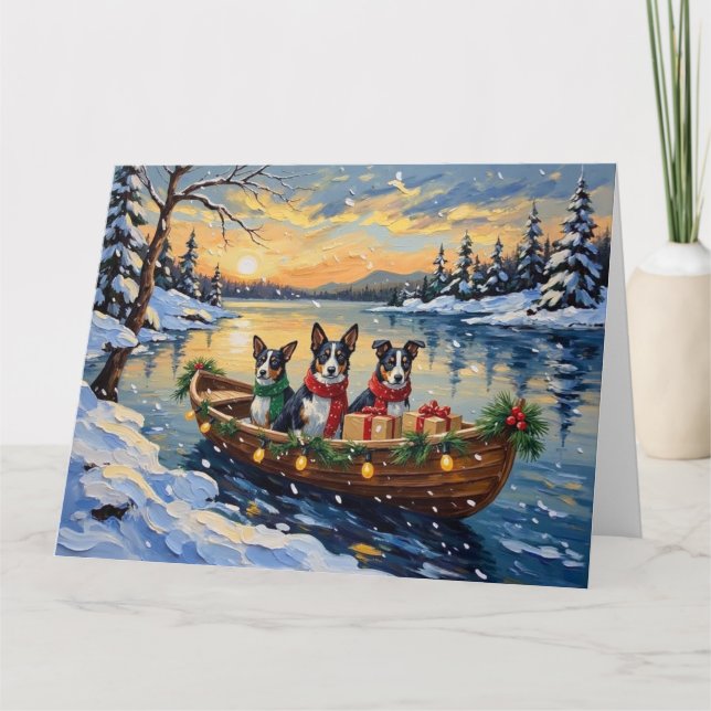 Carte Cane Corso Noël Bateau Fêtes (Devant)