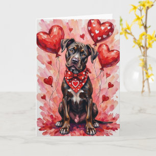 Carte Cane Corso Saint-Valentin Chien aux Cœurs Rouge