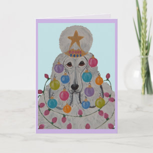 Carte Caniche décoré pour Noël