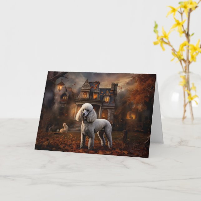 Carte Caniche Halloween Épouvantable (Fleur jaune)