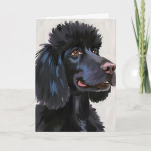 Carte Caniche noir   Chien Aquarelle Animal de compagnie