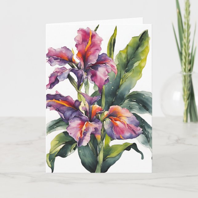 Carte Canna - Watercolor flowers (Devant)