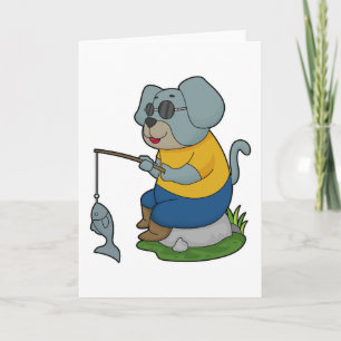 Carte Canne à pêche de pêcheur de chien