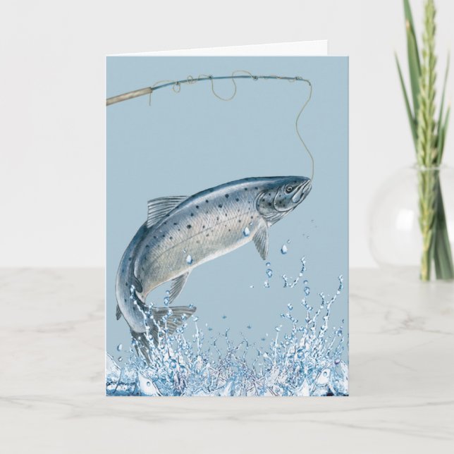 Carte Canne à pêche pour la retraite et poisson  (Devant)
