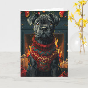 Carte Canne Corso Chien Avec Cadeaux De Noël Cheminée