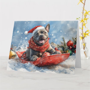 Carte Canne Corso Dog in Sledge Let It Neige Noël