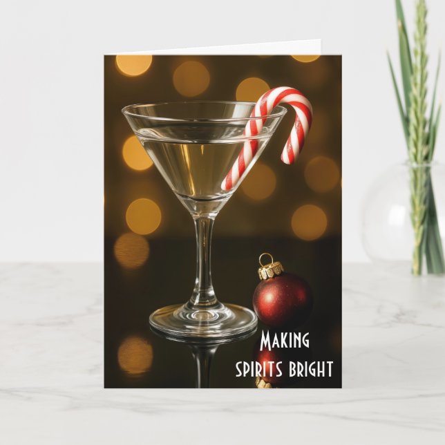 Carte Canne de bonbon dans un Martini de Noël (Devant)