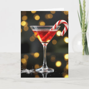 Carte Canne de Noël dans un cocktail