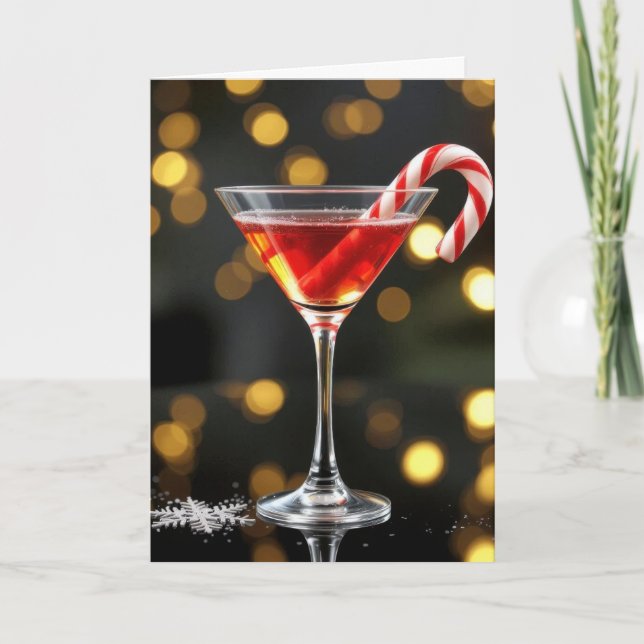 Carte Canne de Noël dans un cocktail (Devant)