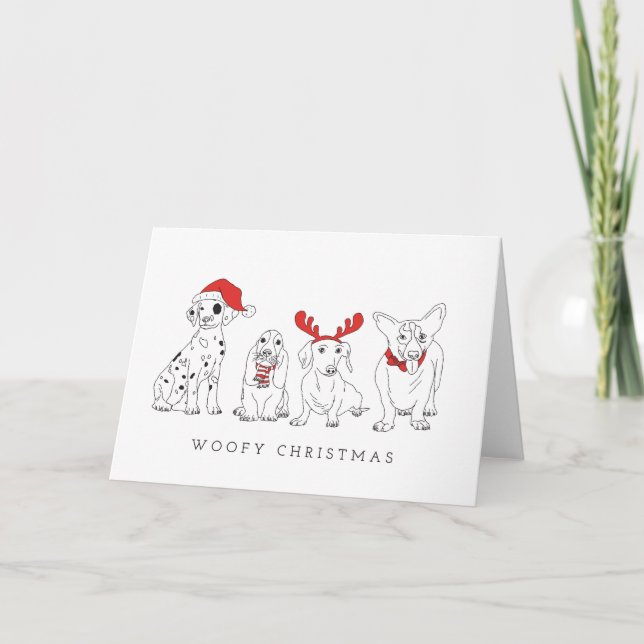 Carte Canons de Noël Chiens de Père Noël Chiens de Noël (Devant)