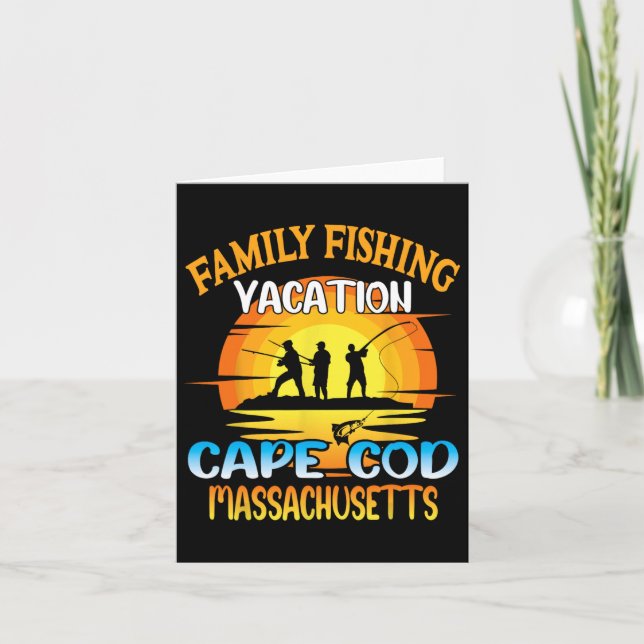 Carte Cape Cod Machusetts Famille Pêche Coucher du solei (Devant)