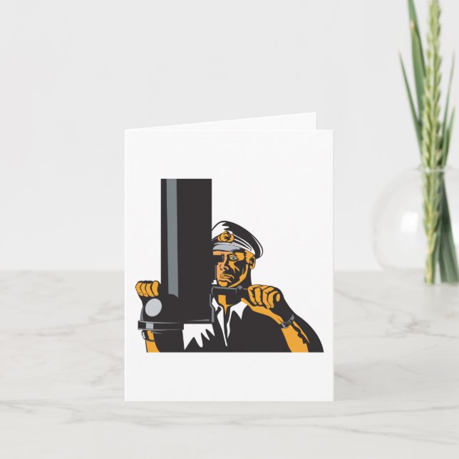 Carte Capitaine de sous-marin nautique utilisant un peri (Devant)