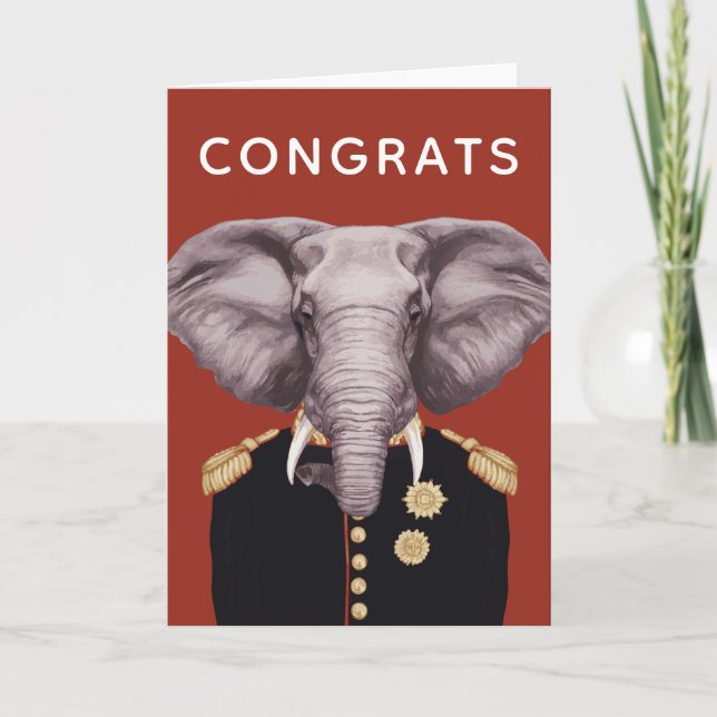 Carte Capitaine Elephant | Ajouter votre texte (Devant)