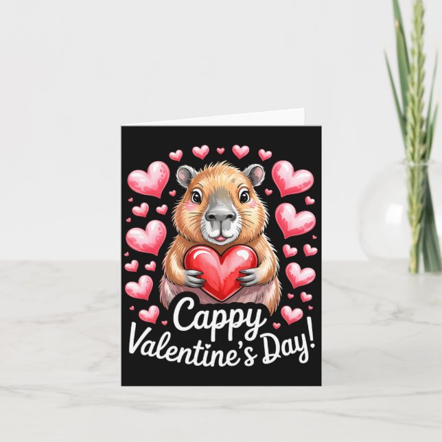 Carte Cappy Saint-Valentin Mignon Capybara Dessin de cœu (Devant)
