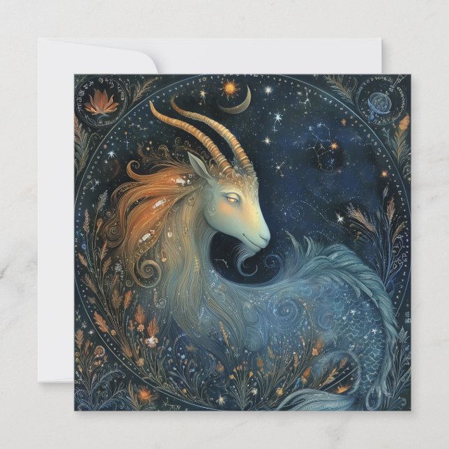 Carte Capricorn Goat Zodiac Astrology Mystical Birthday (Devant)