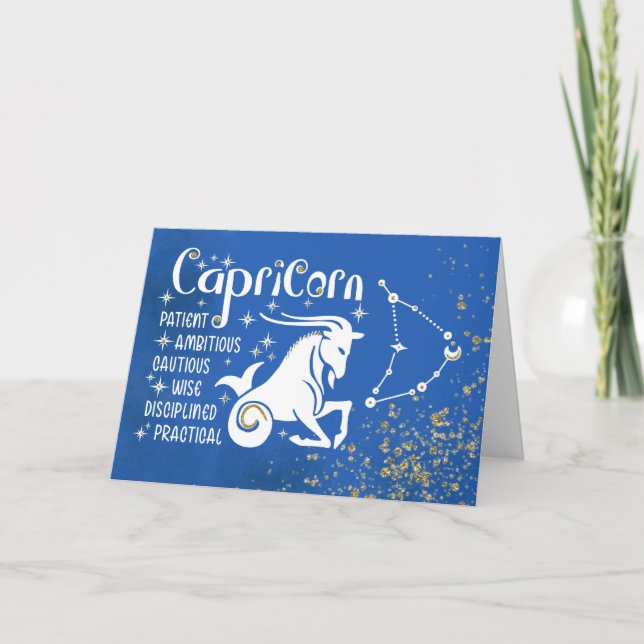 Carte Capricorne Zodiaque Anniversaire Avec Constellatio (Devant)