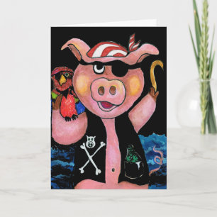 Carte Captain Bacon,Pirate Pig & His Parrot - I love you