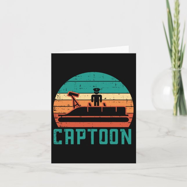 Carte Captoon Boat Sunset Retro Pontoon Capitaine Hommes (Devant)