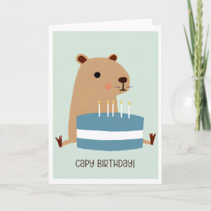Carte Capy Birthday Funny Punny Capybara et Cake